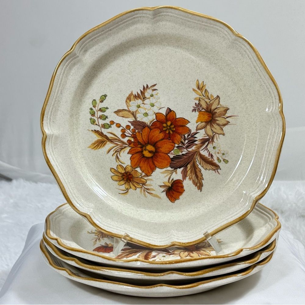 4 VTG Mikasa Garden Club Harvest Bouquet Dinner Plates 10,75” 455 Made In Japan - Picture 8 of 10